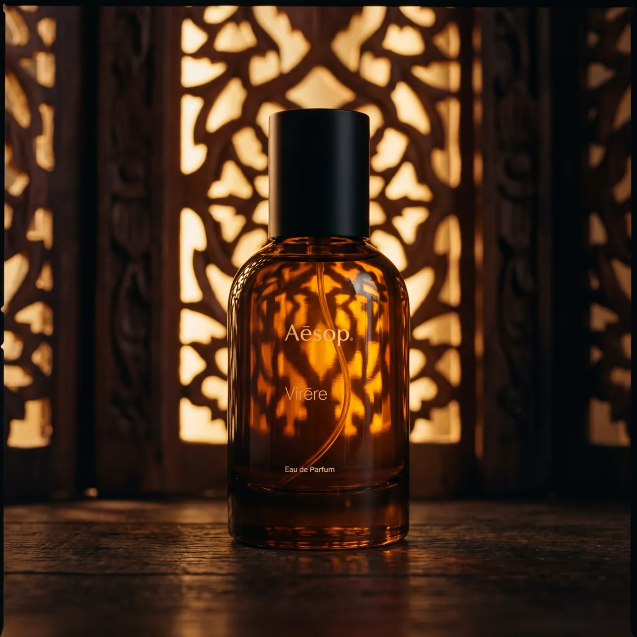 Aesop Virēre, architectural editorial still, art-directed AI imagery by Bilder Studio