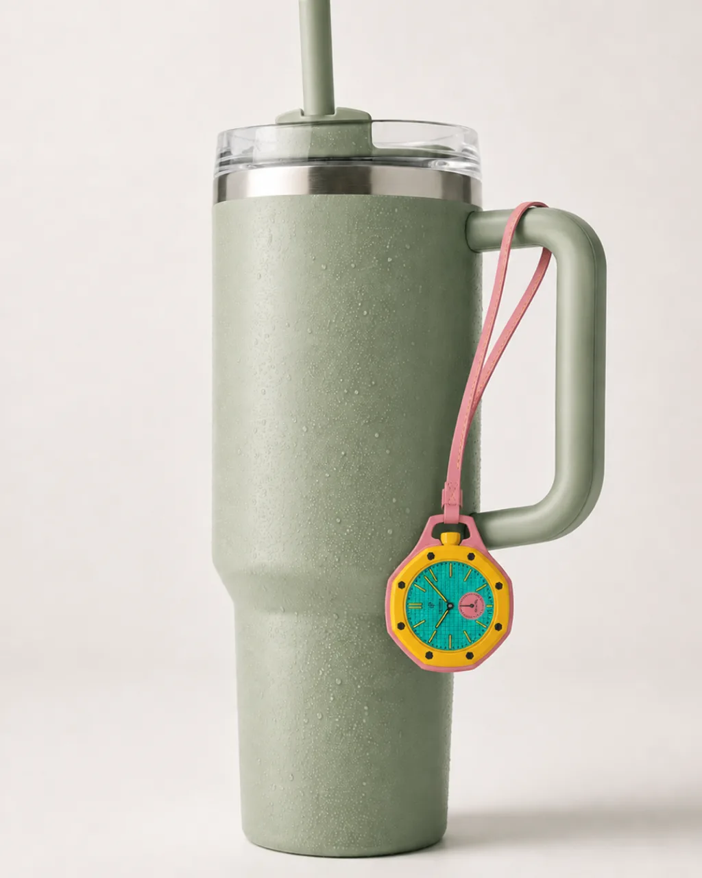 Royal POP - green watch charm on tumbler